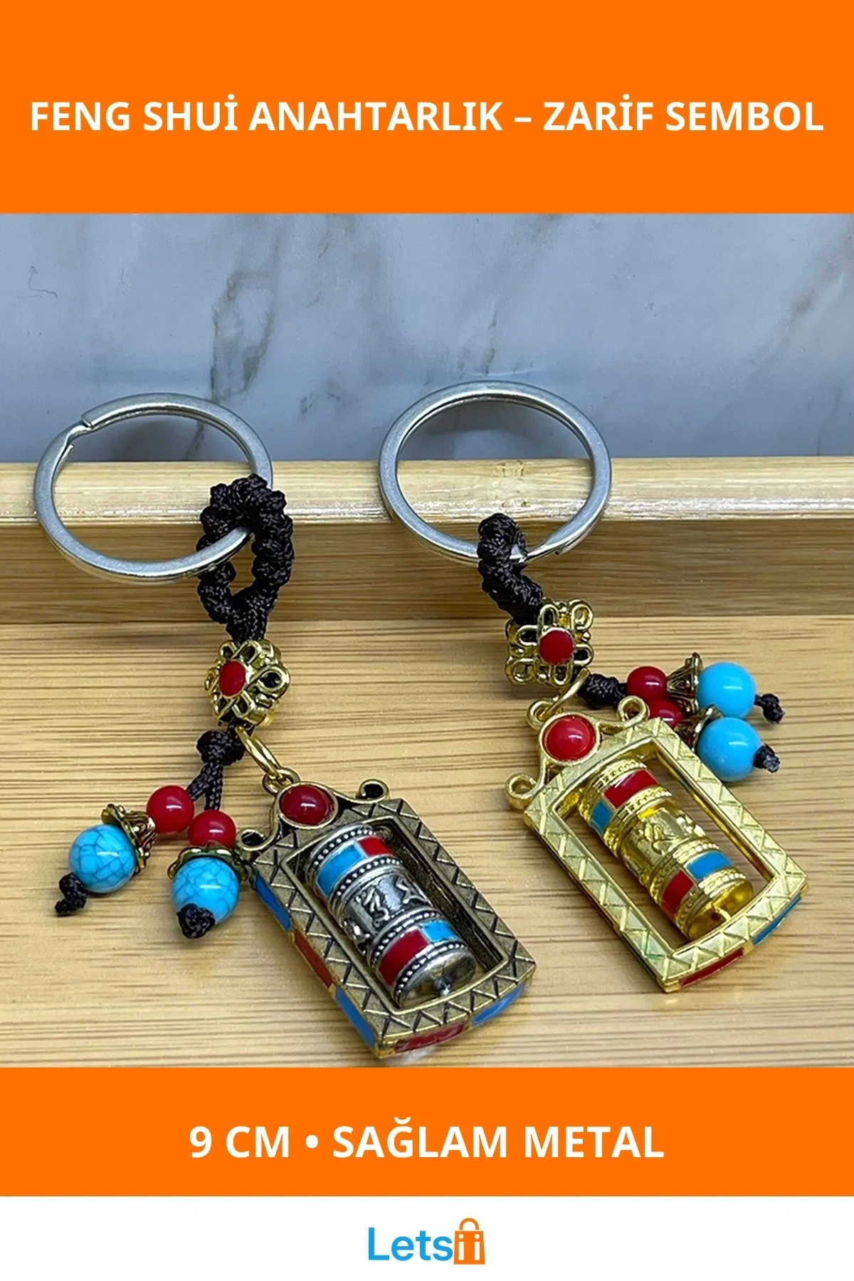 Metal Feng Shui Şans Çarkı Anahtarlık 9 cm