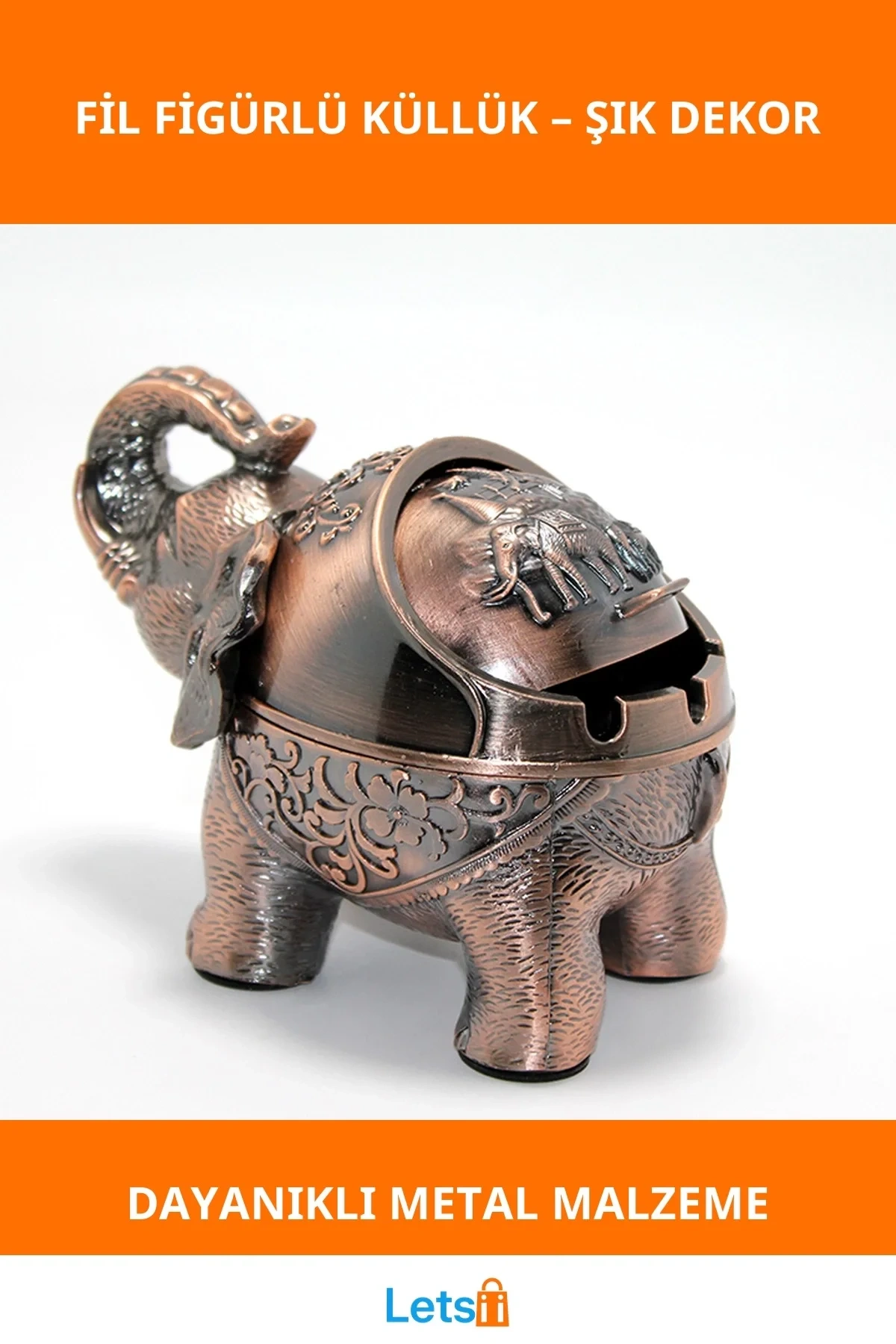 Metal Fil Figürlü Şık Küllük Dekoratif ve Fonksiyonel