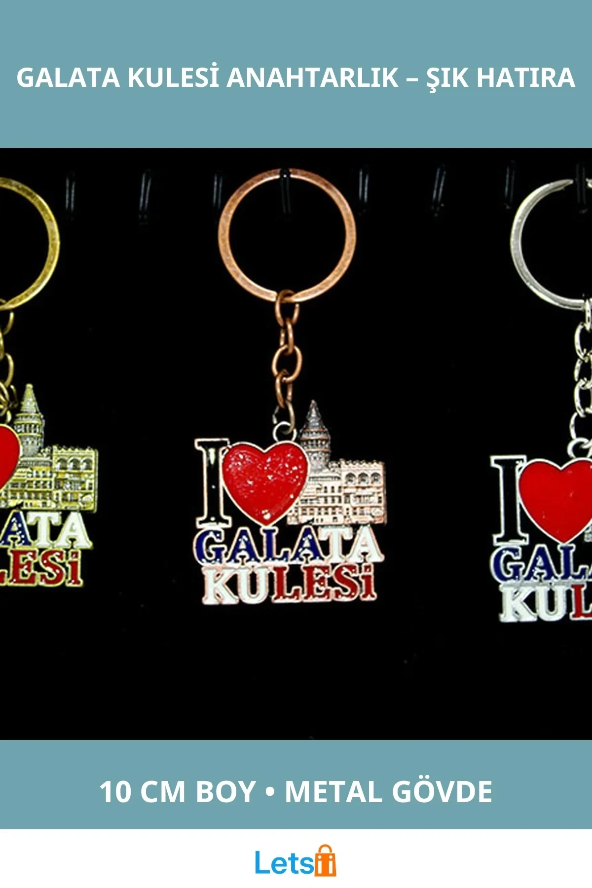 Metal Galata Kulesi Anahtarlık I Love Galata Kulesi