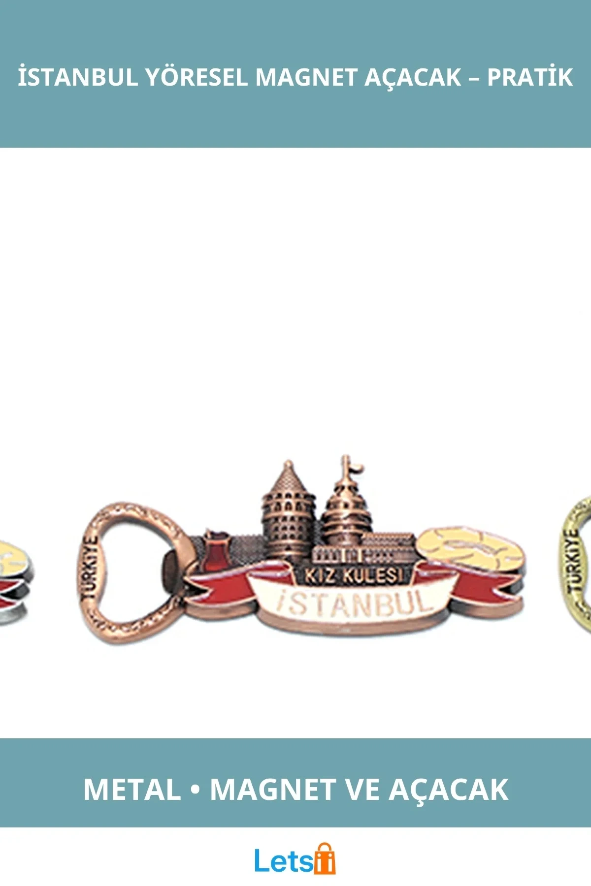 Metal İstanbul Temalı Yöresel Magnet Açacak Şık ve Fonksiyonel