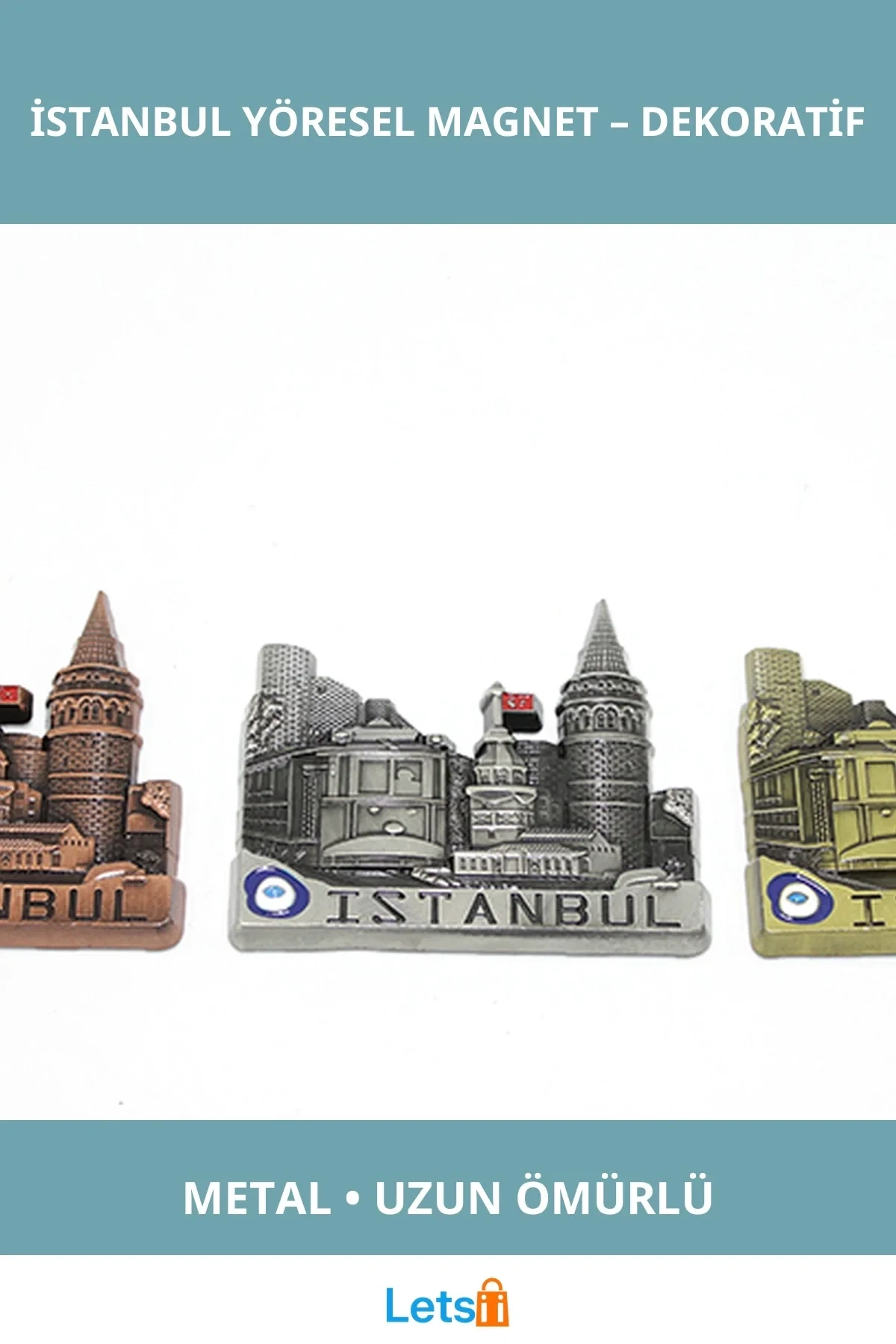 Metal İstanbul Temalı Yöresel Magnet Dekoratif Hatıra