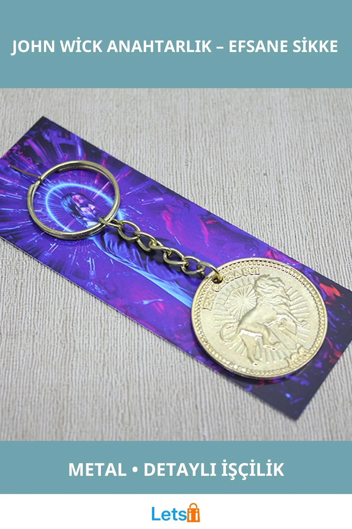 Metal John Wick Film Temalı Anahtarlık