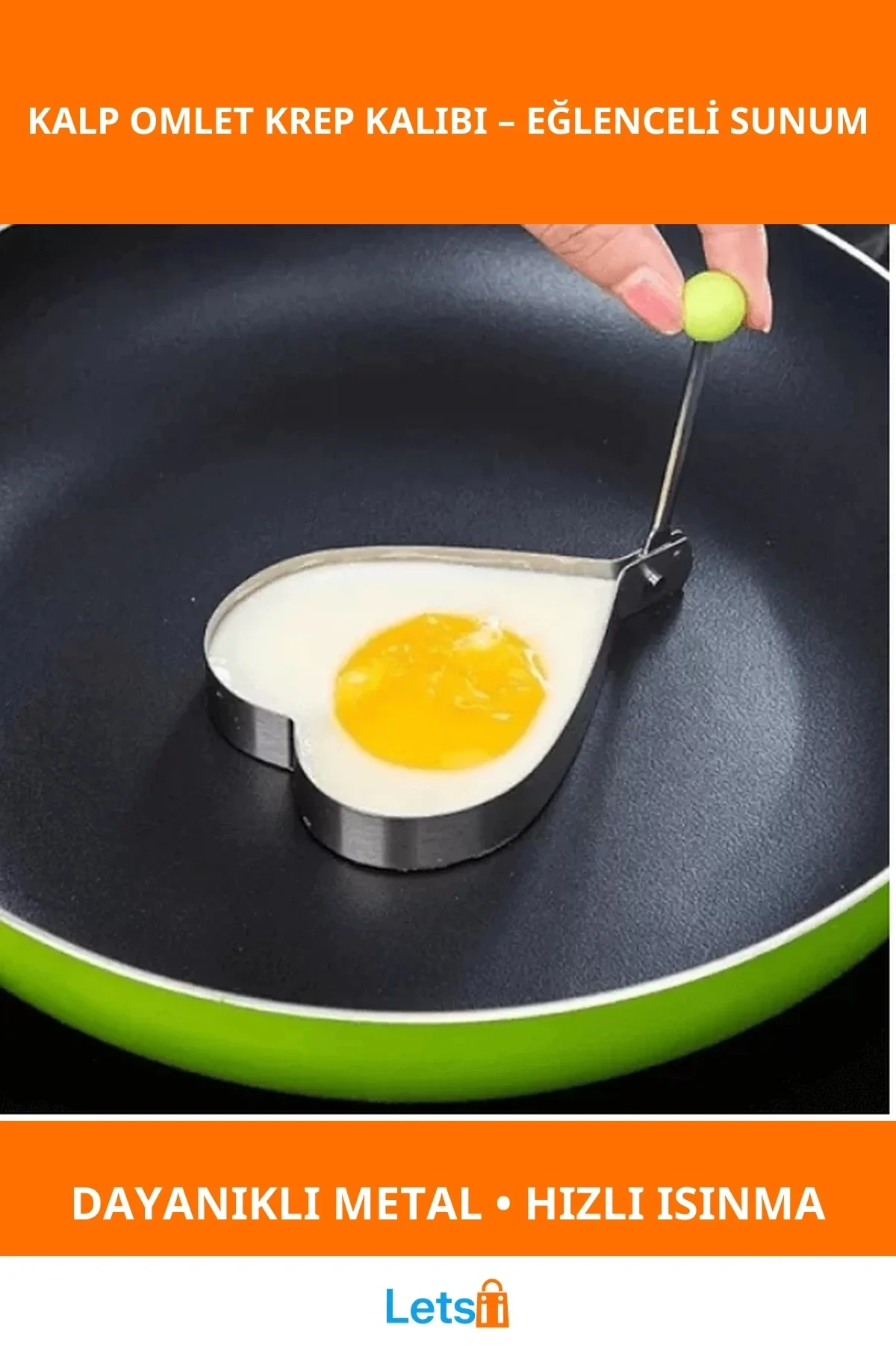 Metal Kalp Şekilli Omlet ve Krep Kalıbı Sevimli Kahvaltı Sunumları için