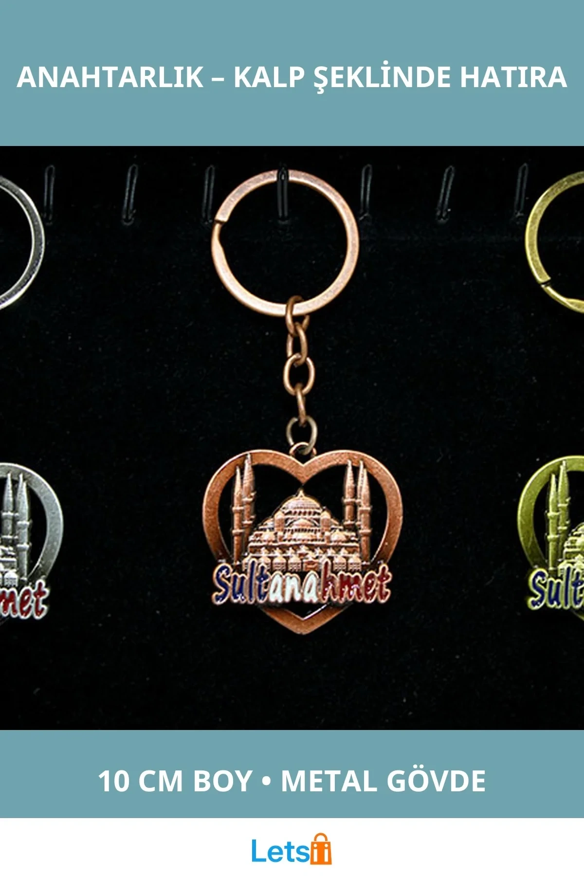 Metal Kalp Tasarımlı Sultanahmet Anahtarlık