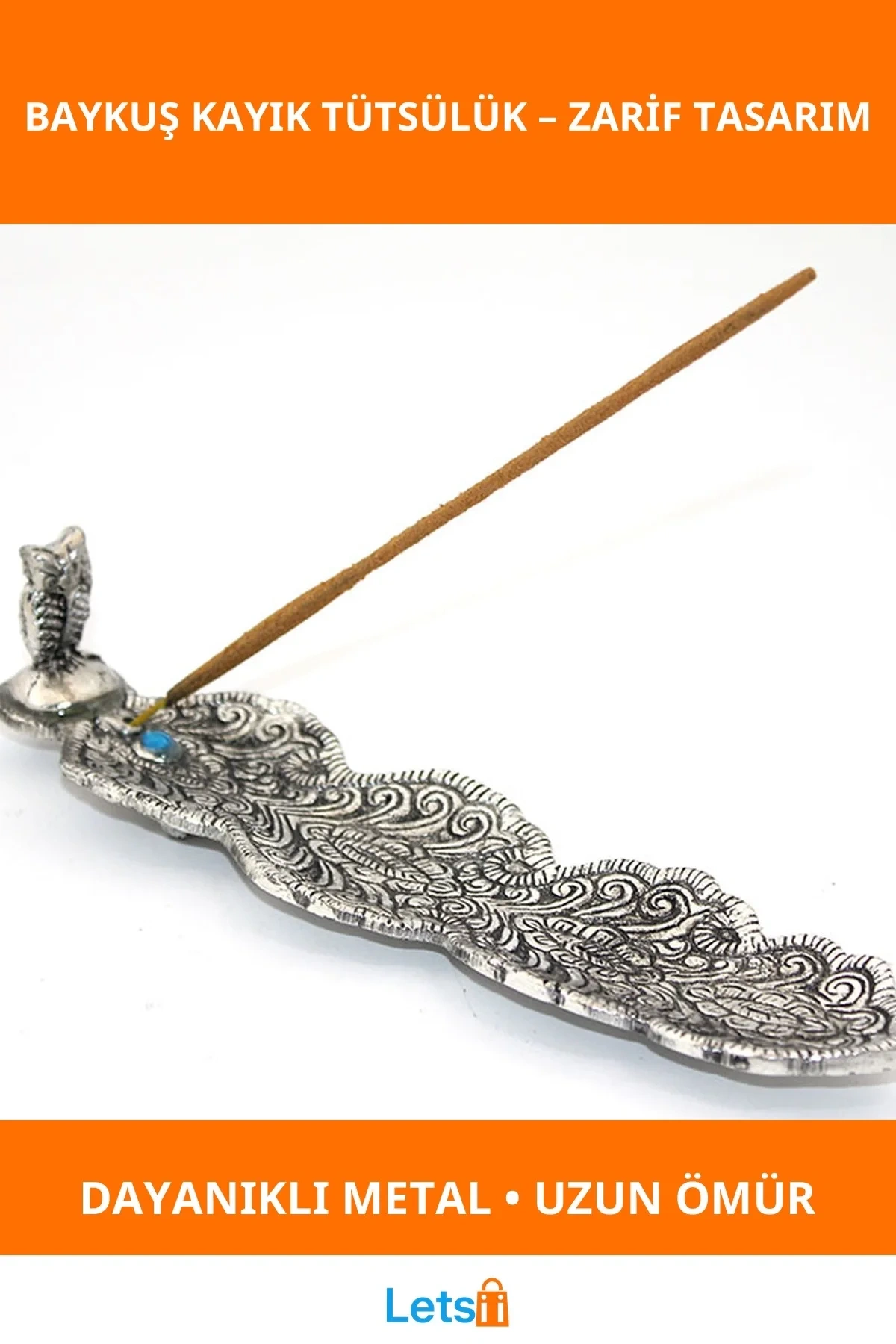 Metal Kayık Baykuş Tasarımı Tütsülük Dekoratif Aksesuar