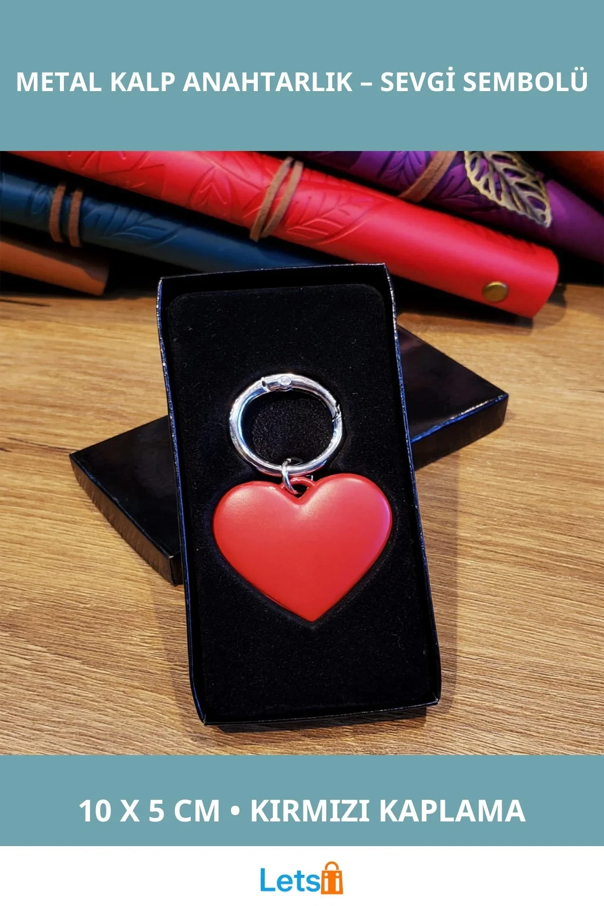 Metal Kırmızı Kalp Tasarımlı Şık Anahtarlık