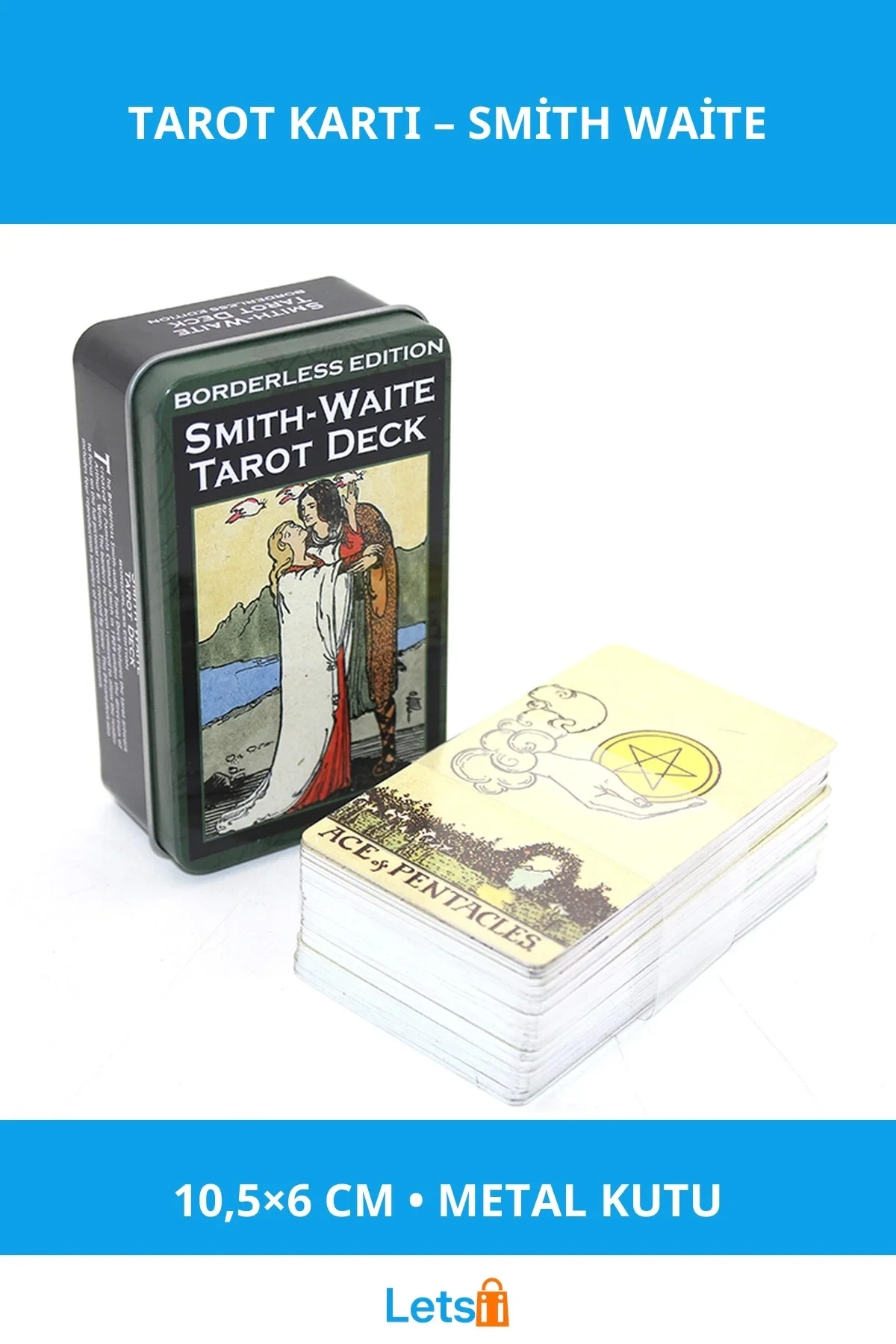 Metal Kutulu Smith Waite Tarot Kartı 10,5x6 cm