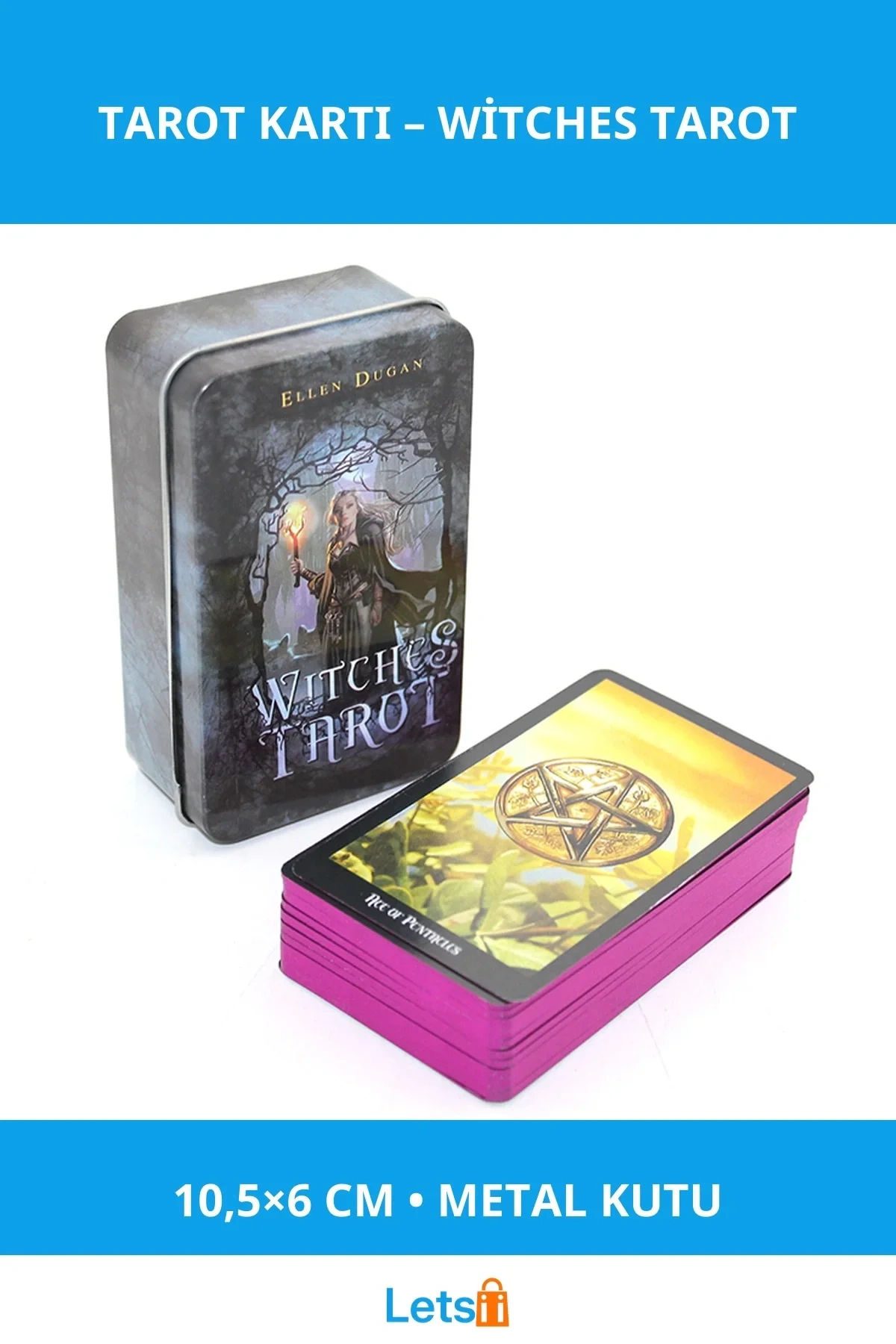 Metal Kutulu Witches Tarot Kartı Mistik Tarot Deste