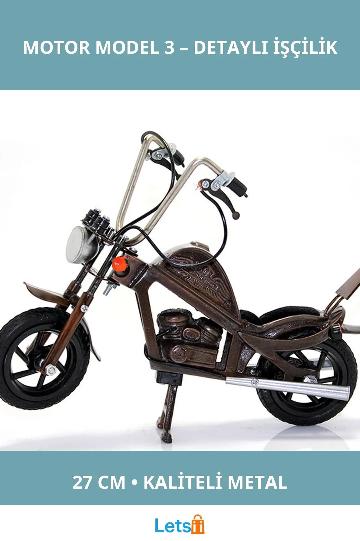 Metal Motor Figürü 27 cm Dekoratif Koleksiyon Parçası