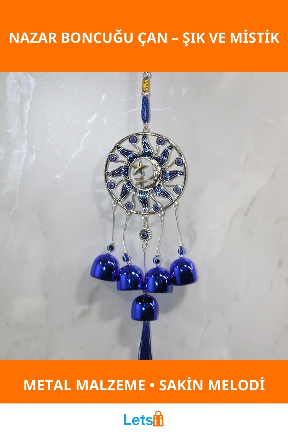 Metal Nazar Boncuğu Çan Dekoratif Huzur Verici Aksesuar