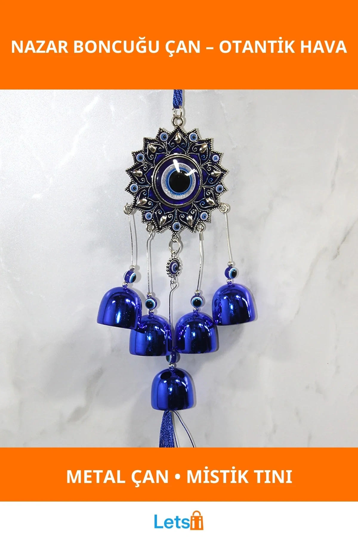 Metal Nazar Boncuğu Çan Lamba Dekoratif Aksesuar