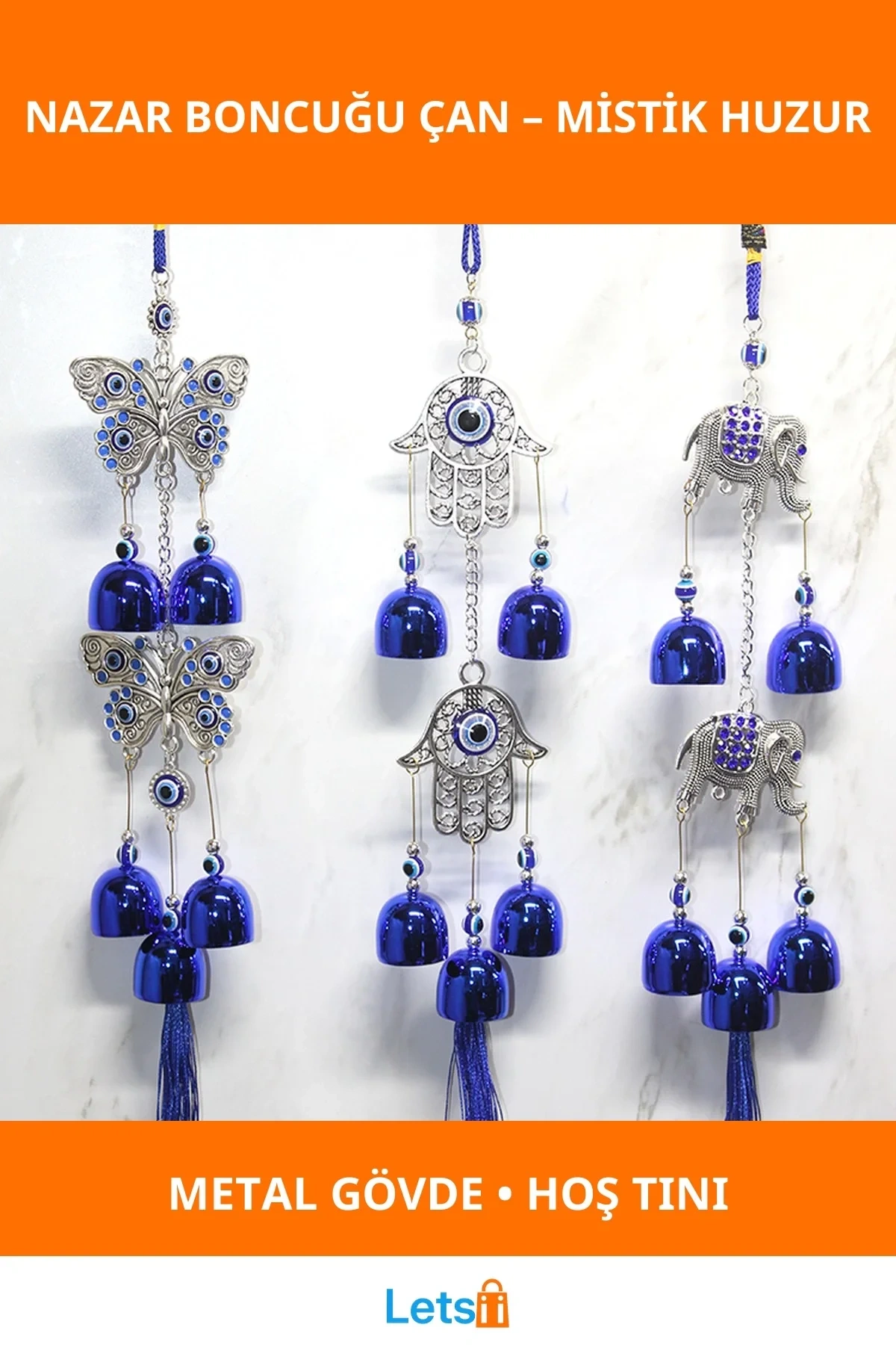 Metal Nazar Boncuğu Çan Mistik Dekoratif Aksesuar