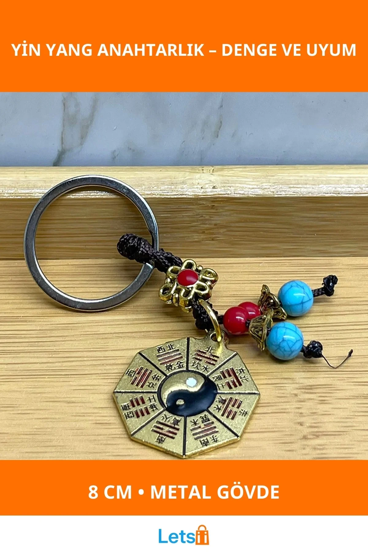 Metal Renkli Yin Yang Anahtarlık Zarif ve Dayanıklı Aksesuar