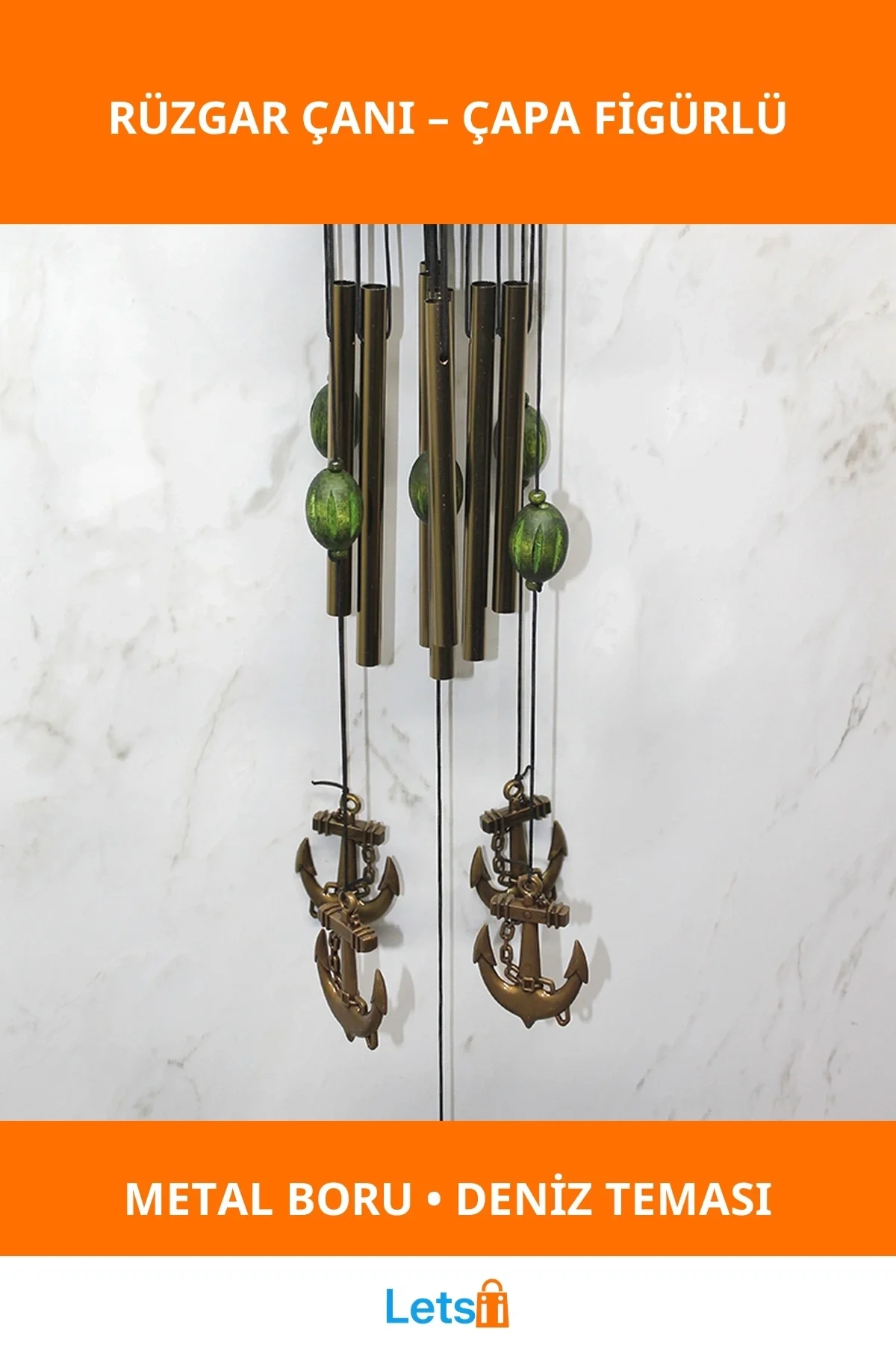 Metal Rüzgar Çanı Deniz Temalı Dekorasyon Aksesuvarı
