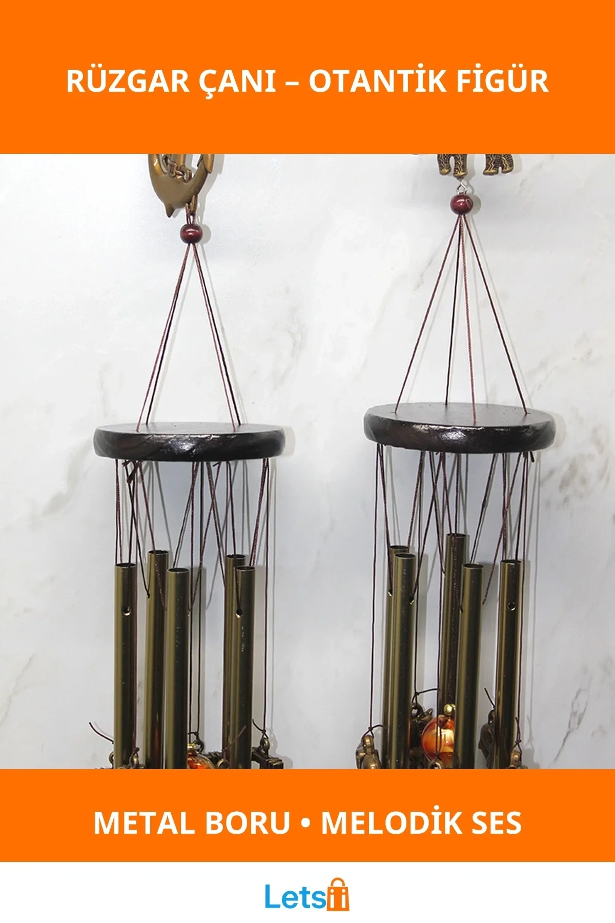 Metal Rüzgar Çanı Şık Tasarım Otantik Figürler 1 Adet Aksesuvar