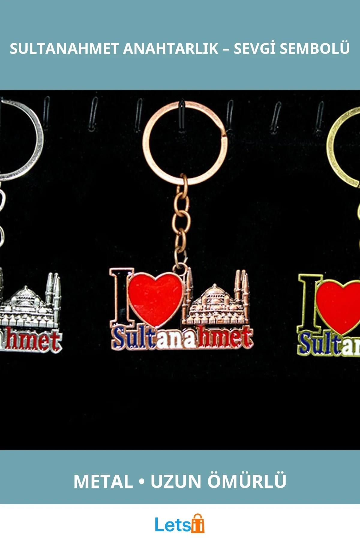 Metal Sultanahmet Anahtarlık I Love Sultanahmet