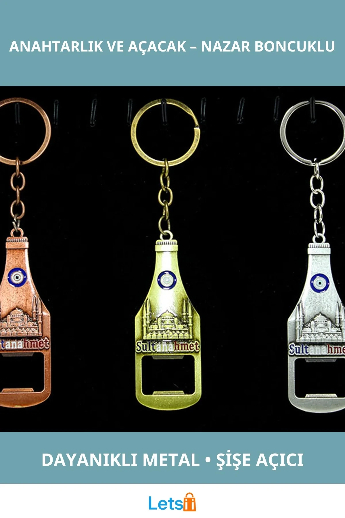 Metal Sultanahmet Tasarımlı Anahtarlık ve Şişe Açacak