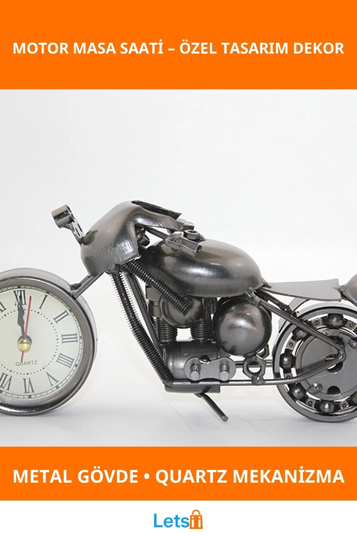 Metal Tasarımlı Zahmetsiz Şık Motor Saat