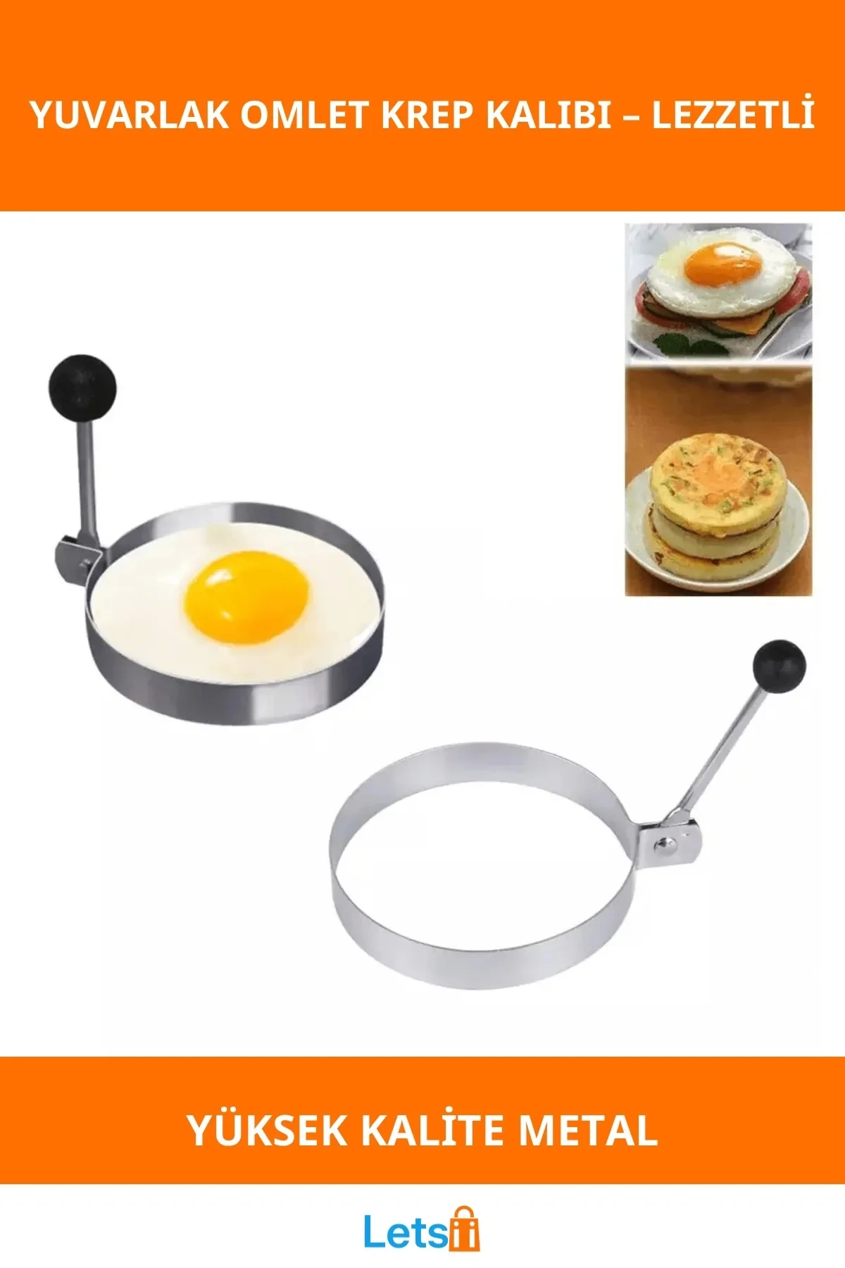 Metal Yuvarlak Antibakteriyel Yapışmaz Omlet Krep Kalıbı