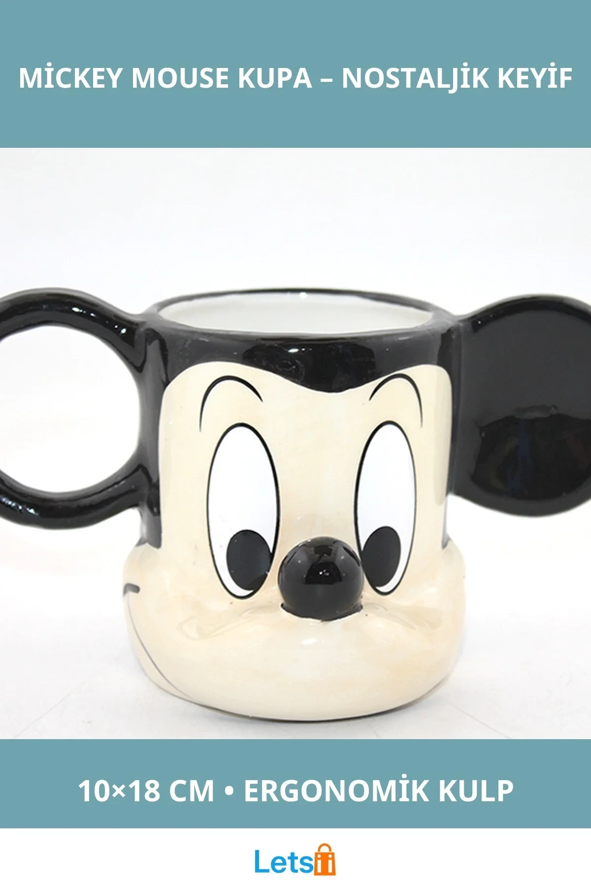 Mickey Mouse Tasarımlı Porselen Kupa Bardak 10x18 cm