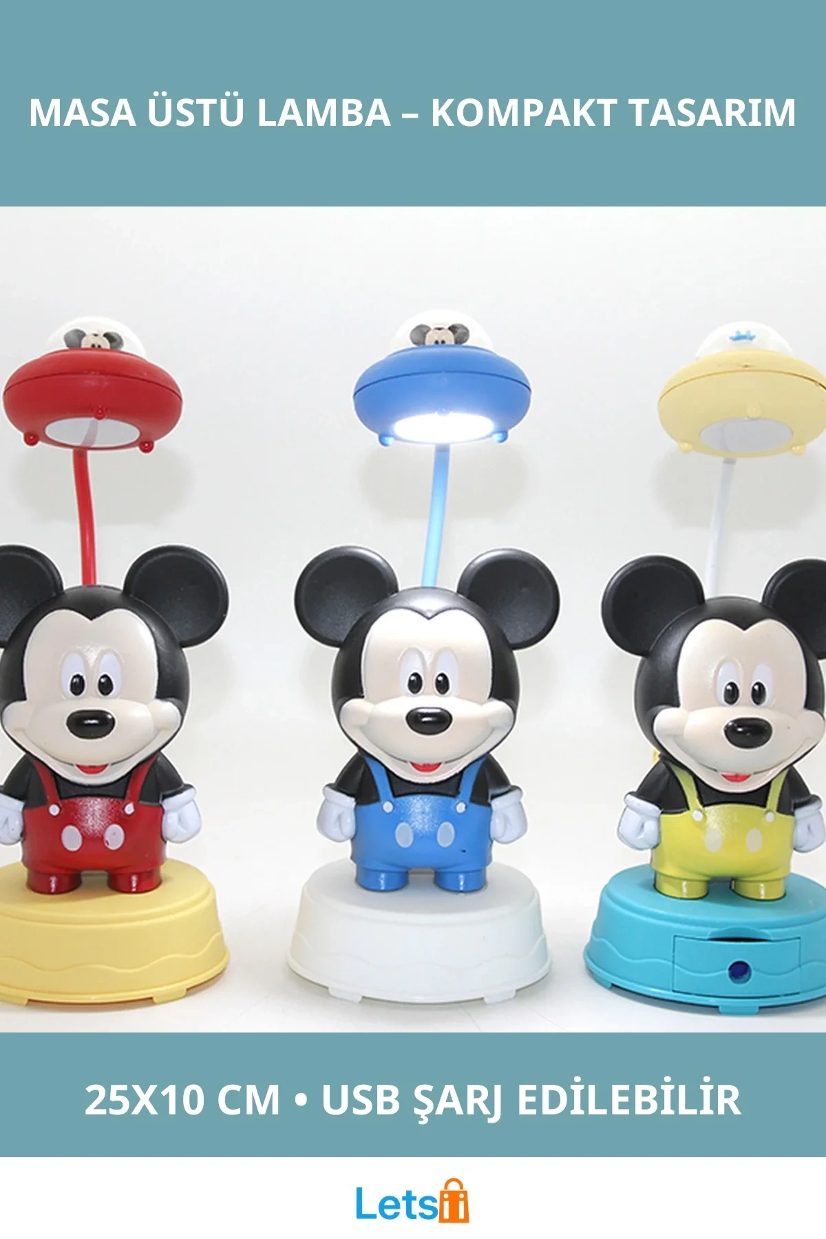 Mickey Mouse USB Şarjlı Masa Üstü Lamba 25x10 cm