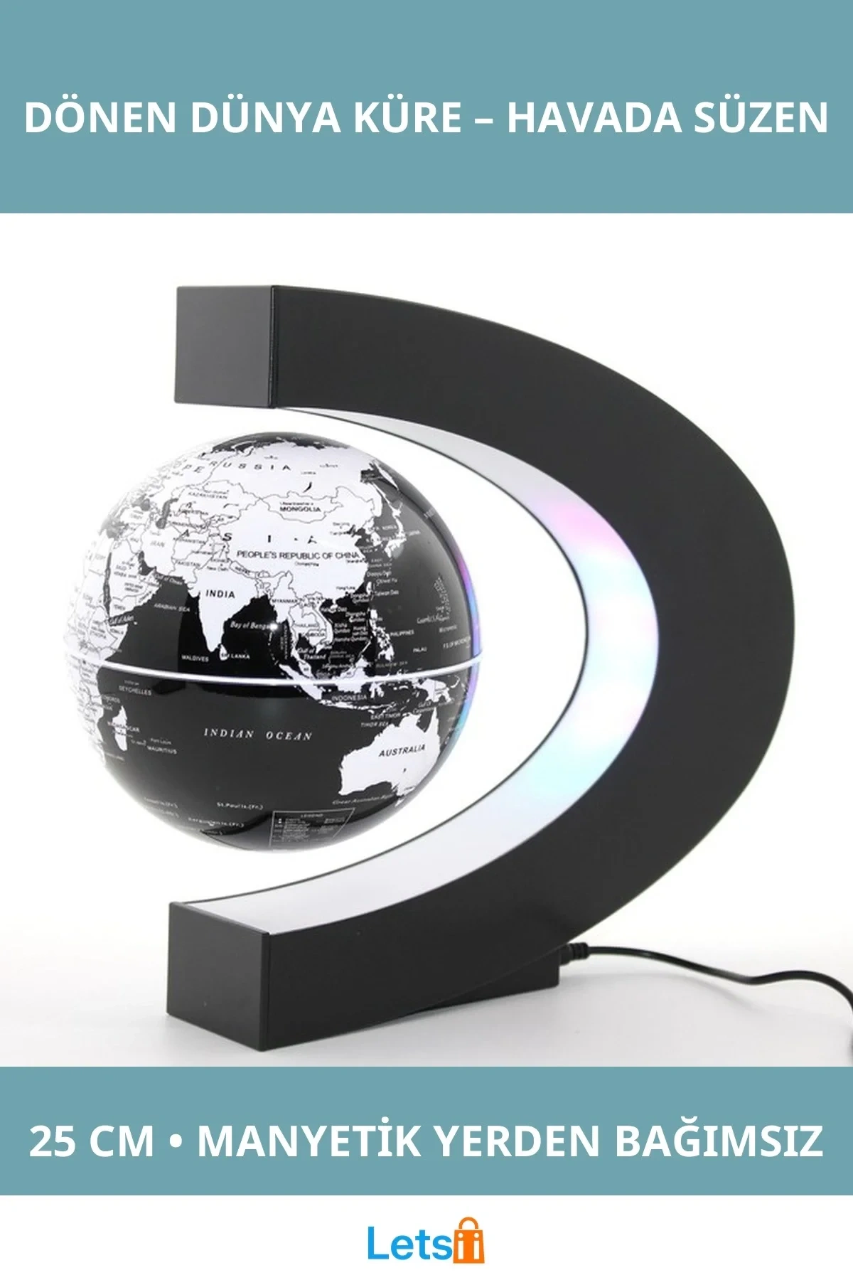 Mıknatıslı Ortada Dönen Dünya Küre 25 cm Modern Dekoratif Öğesi