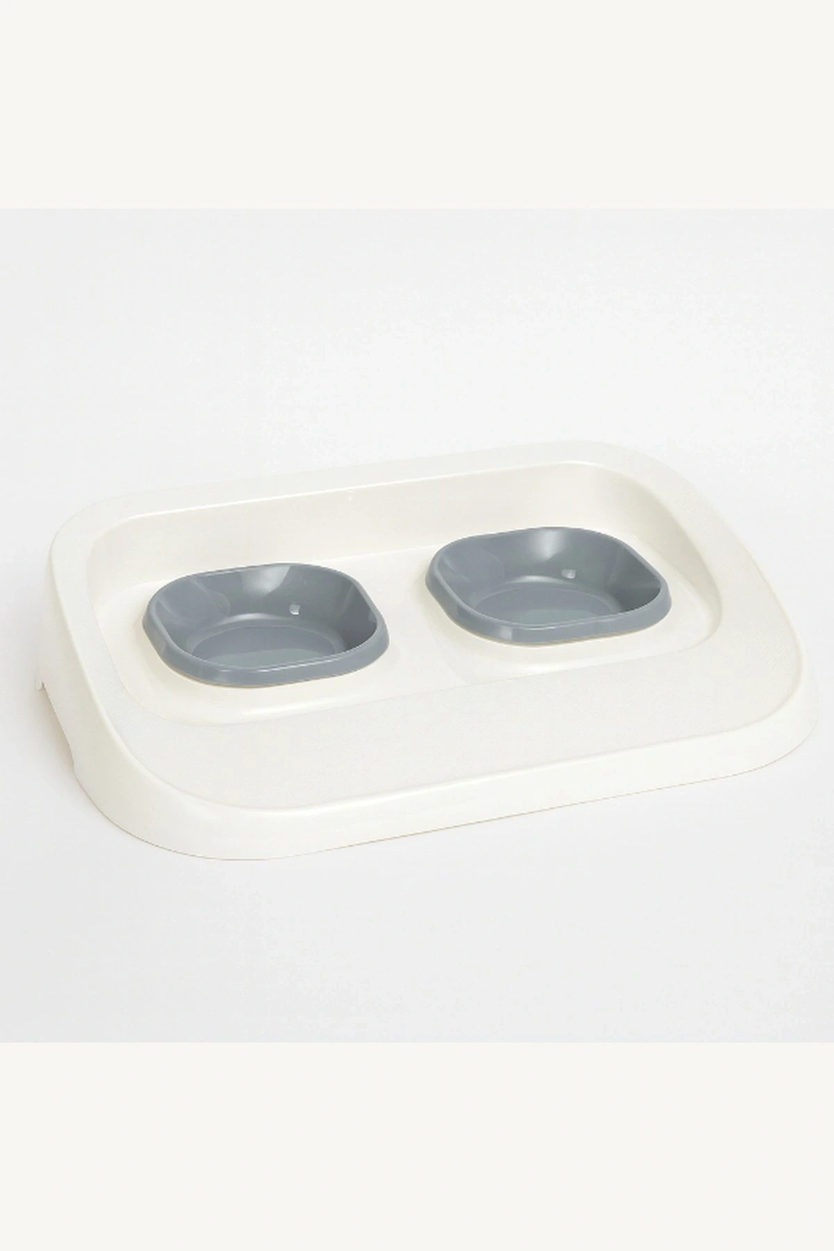 Mikopet Gri 2si 1 Arada Kedi Köpek Mama ve Su Kabı