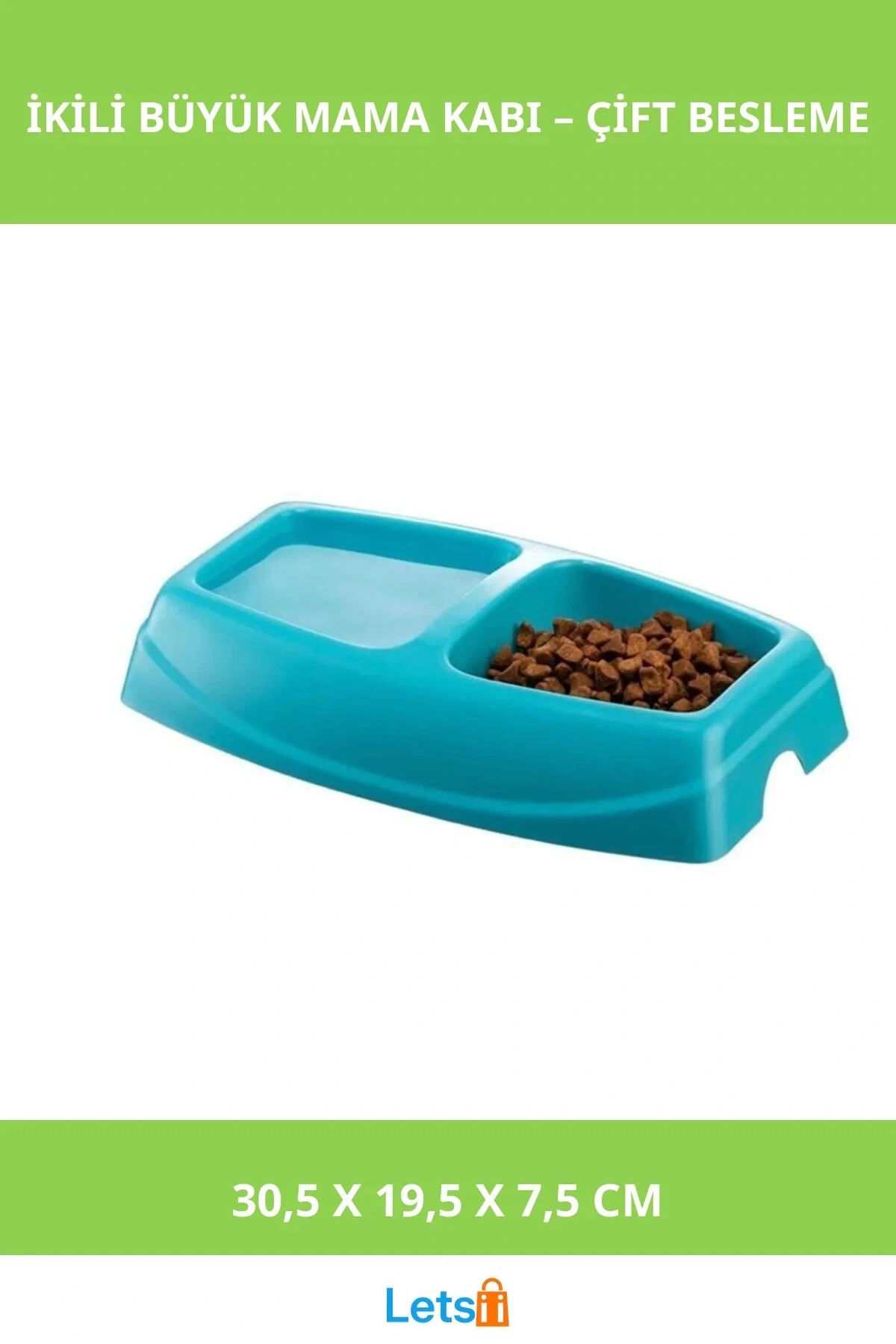 Mikopet İkili Büyük Mama Kabı 30,5 cm Plastik