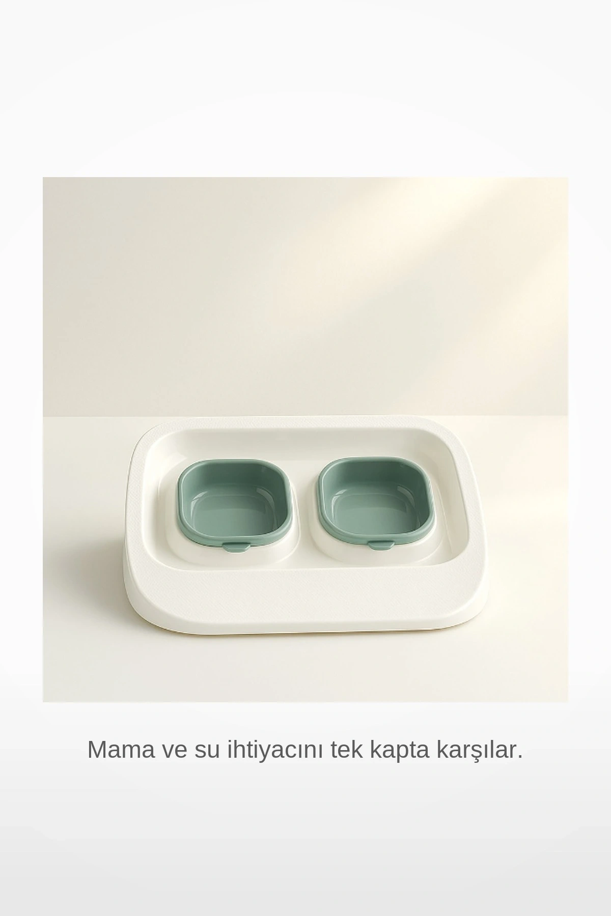 Mikopet Yeşil 2si1 Arada Mama ve Su Kabı Kedi Köpek Beslenme Kabı