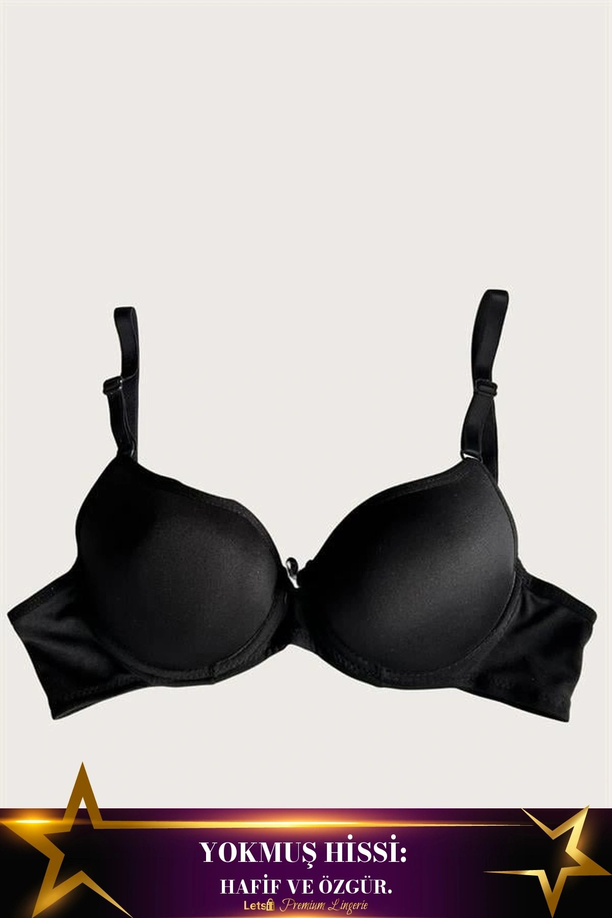 Mikro Kumaş İçi Boş Balenli Desteksiz Sütyen Siyah Renk