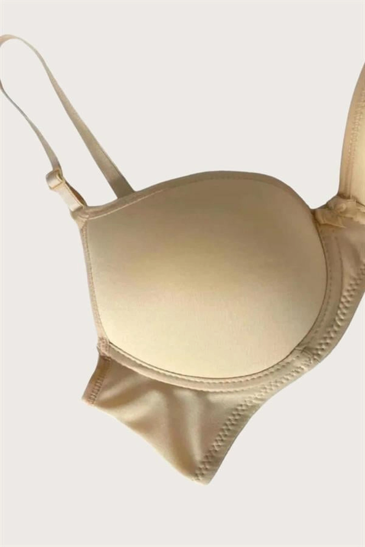 Mikro Kumaş İçi Boş Balenli Desteksiz Sütyen Ten Renk