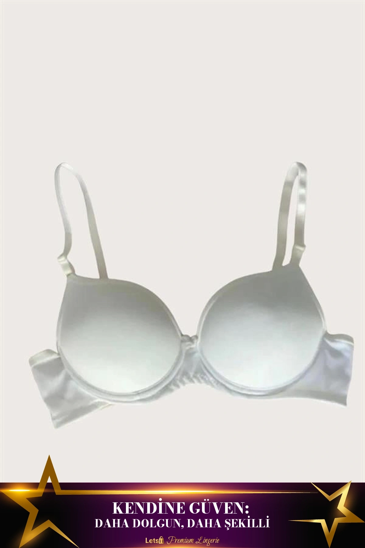 Mikro Kumaş Push-Up Dolgulu Balenli Destekli Sütyen Beyaz Renk