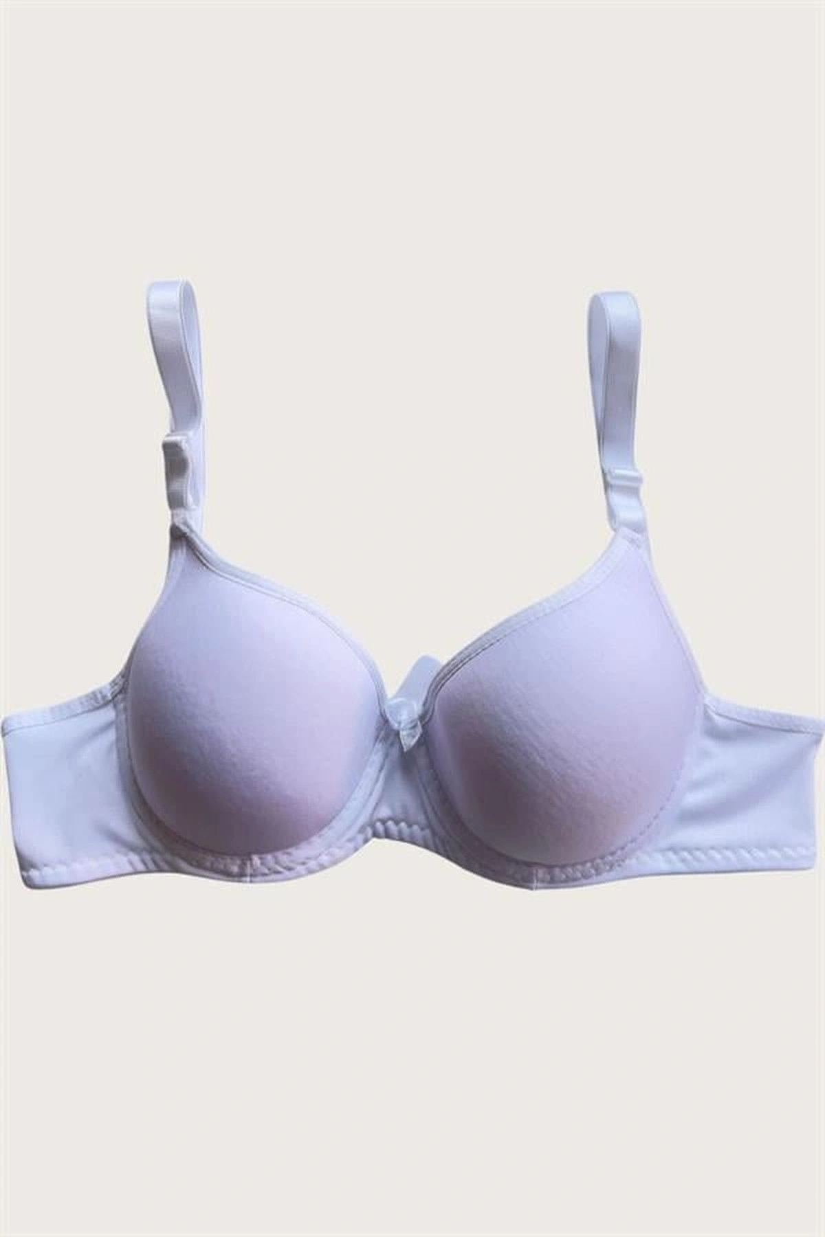 Mikro Kumaş Push-Up Dolgulu Balenli Destekli Sütyen Beyaz Renk