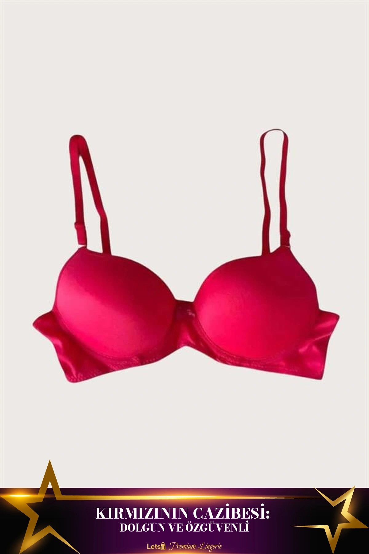 Mikro Kumaş Push-Up Dolgulu Balenli Destekli Sütyen Kırmızı Renk