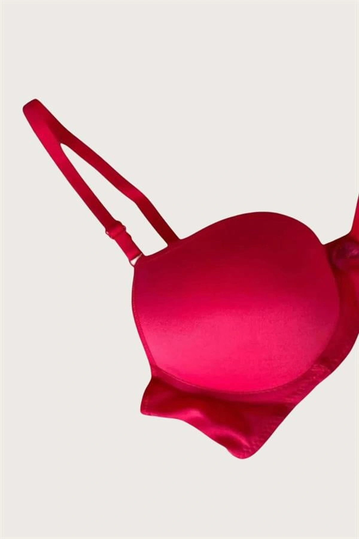 Mikro Kumaş Push-Up Dolgulu Balenli Destekli Sütyen Kırmızı Renk