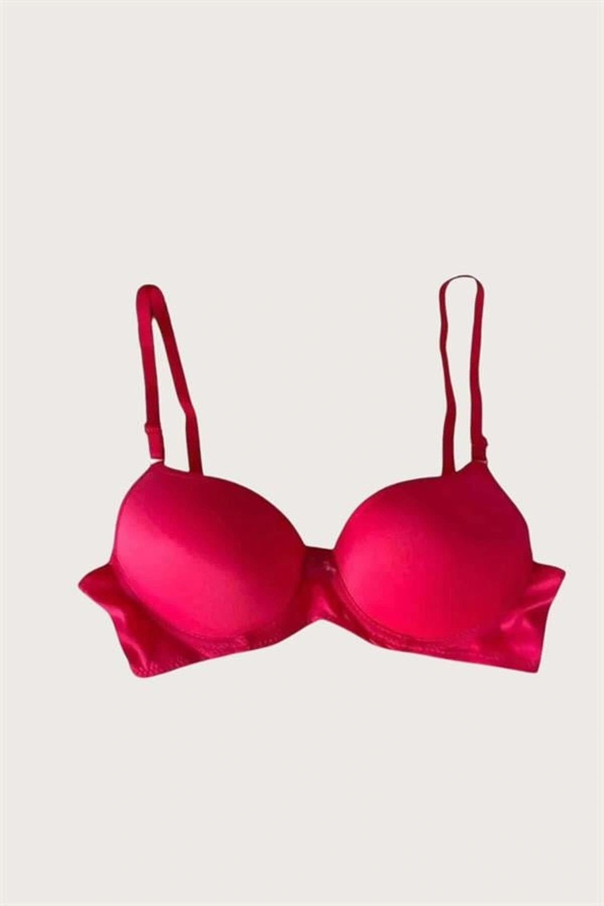 Mikro Kumaş Push-Up Dolgulu Balenli Destekli Sütyen Kırmızı Renk