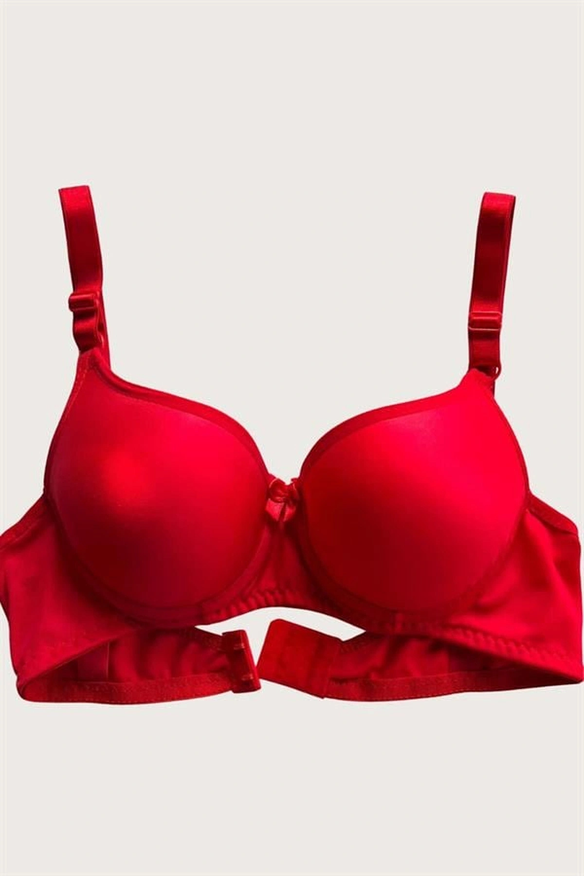 Mikro Kumaş Push-Up Dolgulu Balenli Destekli Sütyen Kırmızı Renk