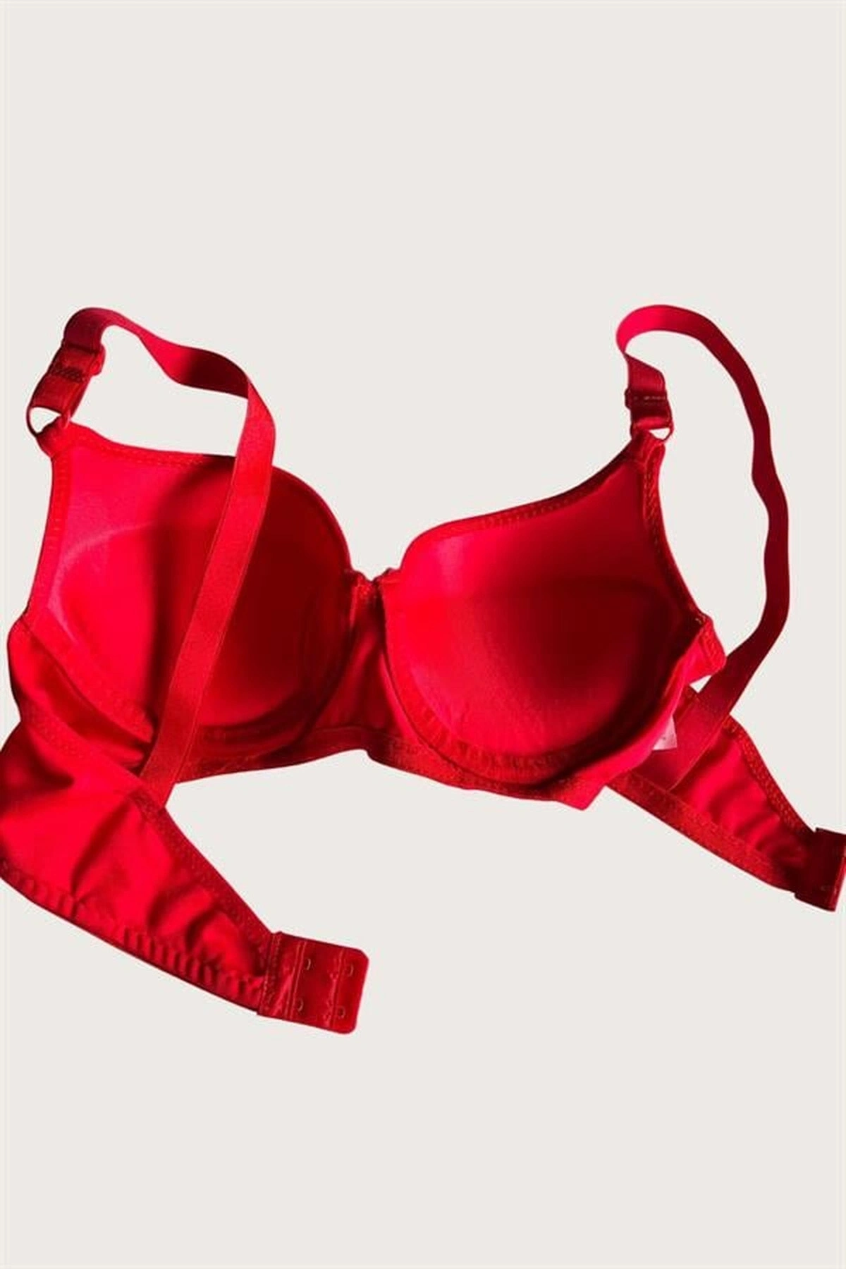 Mikro Kumaş Push-Up Dolgulu Balenli Destekli Sütyen Kırmızı Renk
