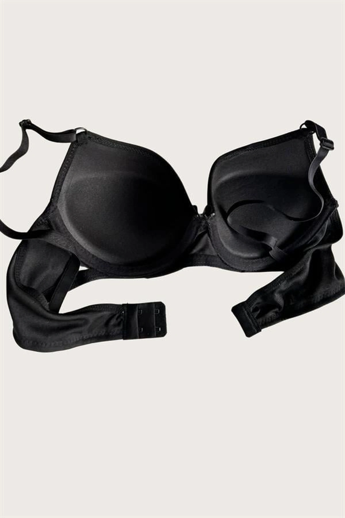 Mikro Kumaş Push-Up Dolgulu Balenli Destekli Sütyen Siyah Renk