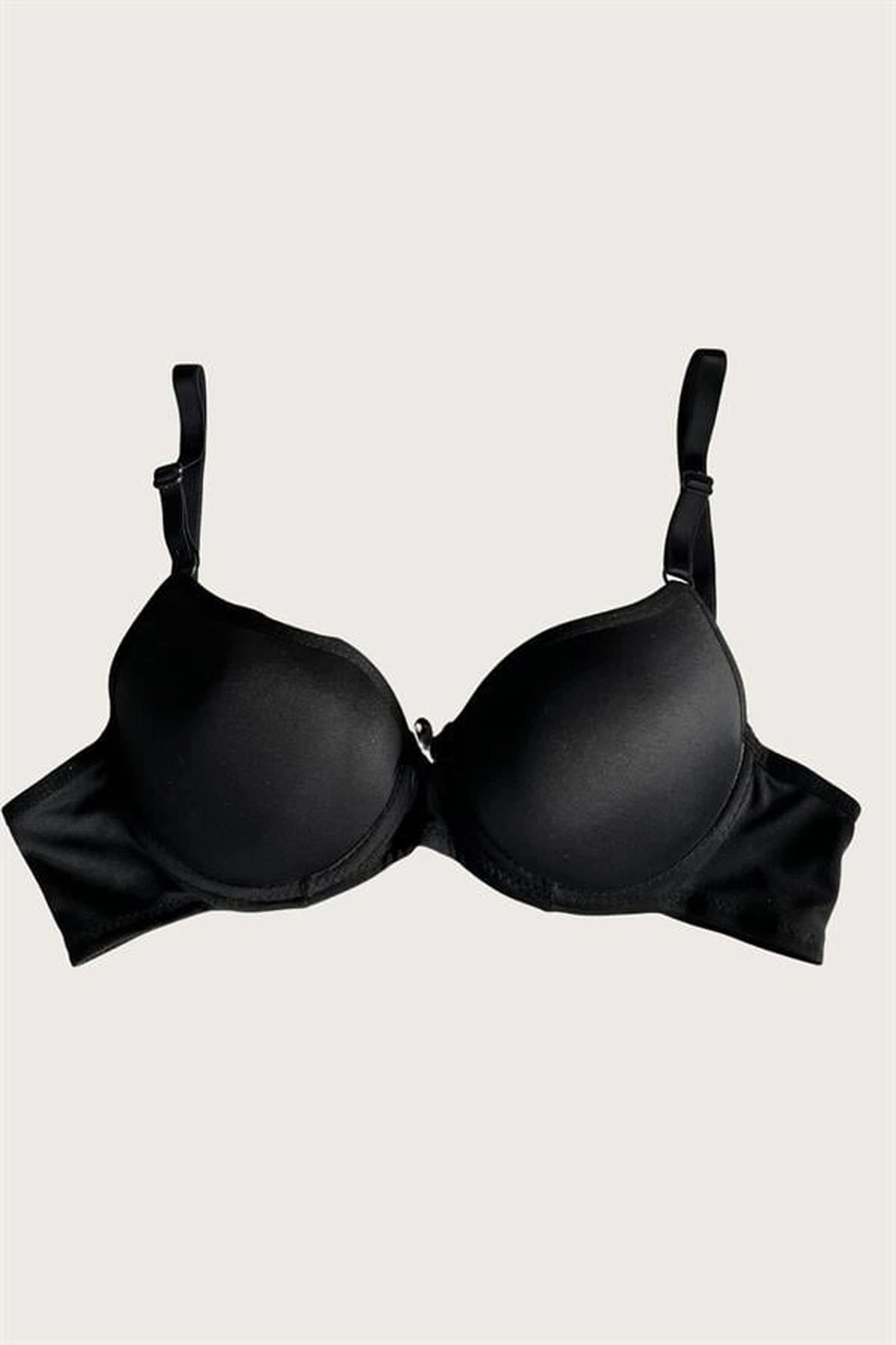Mikro Kumaş Push-Up Dolgulu Balenli Destekli Sütyen Siyah Renk