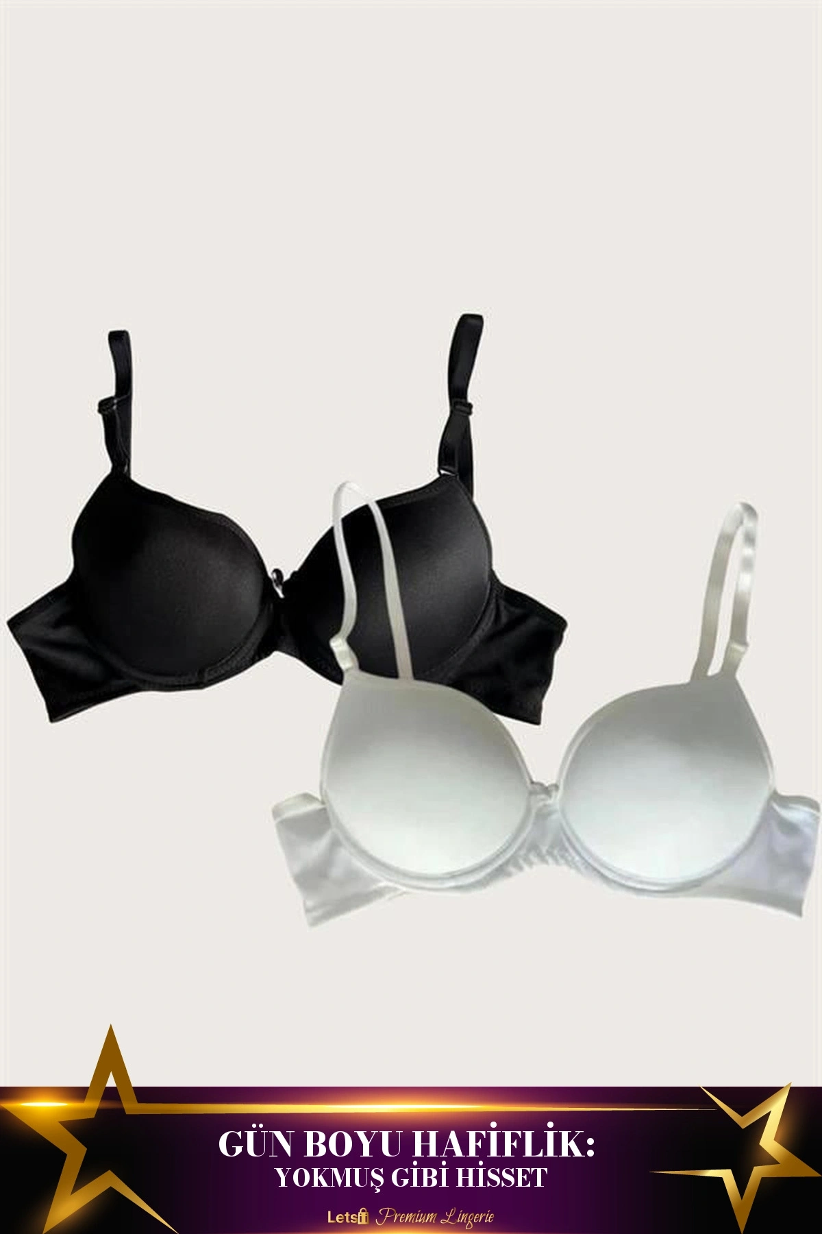 Mikro Kumaş Push-Up Dolgulu Balenli Günlük Destekli Sütyen Seti Standart Renk