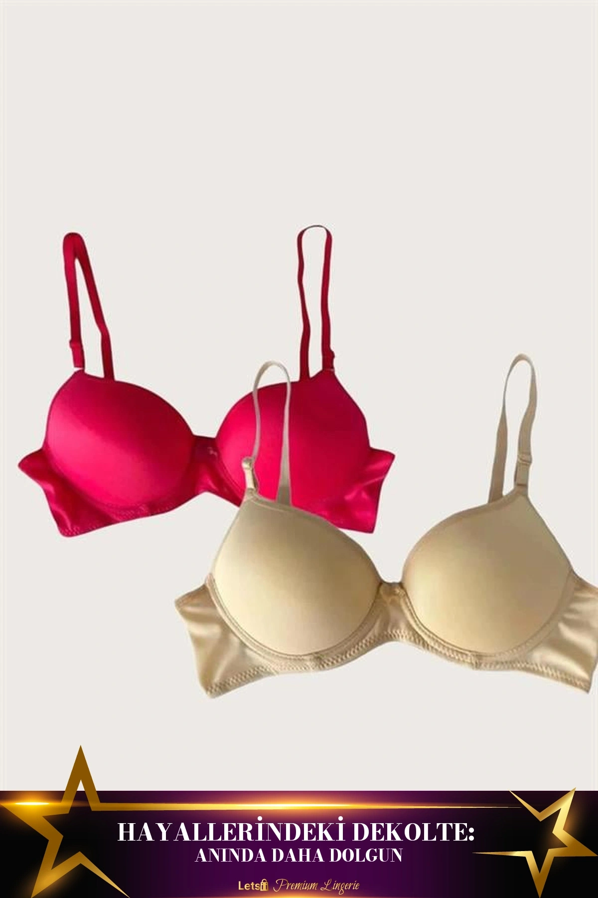 Mikro Kumaş Push-Up Dolgulu Balenli Günlük Destekli Sütyen Seti Standart Renk