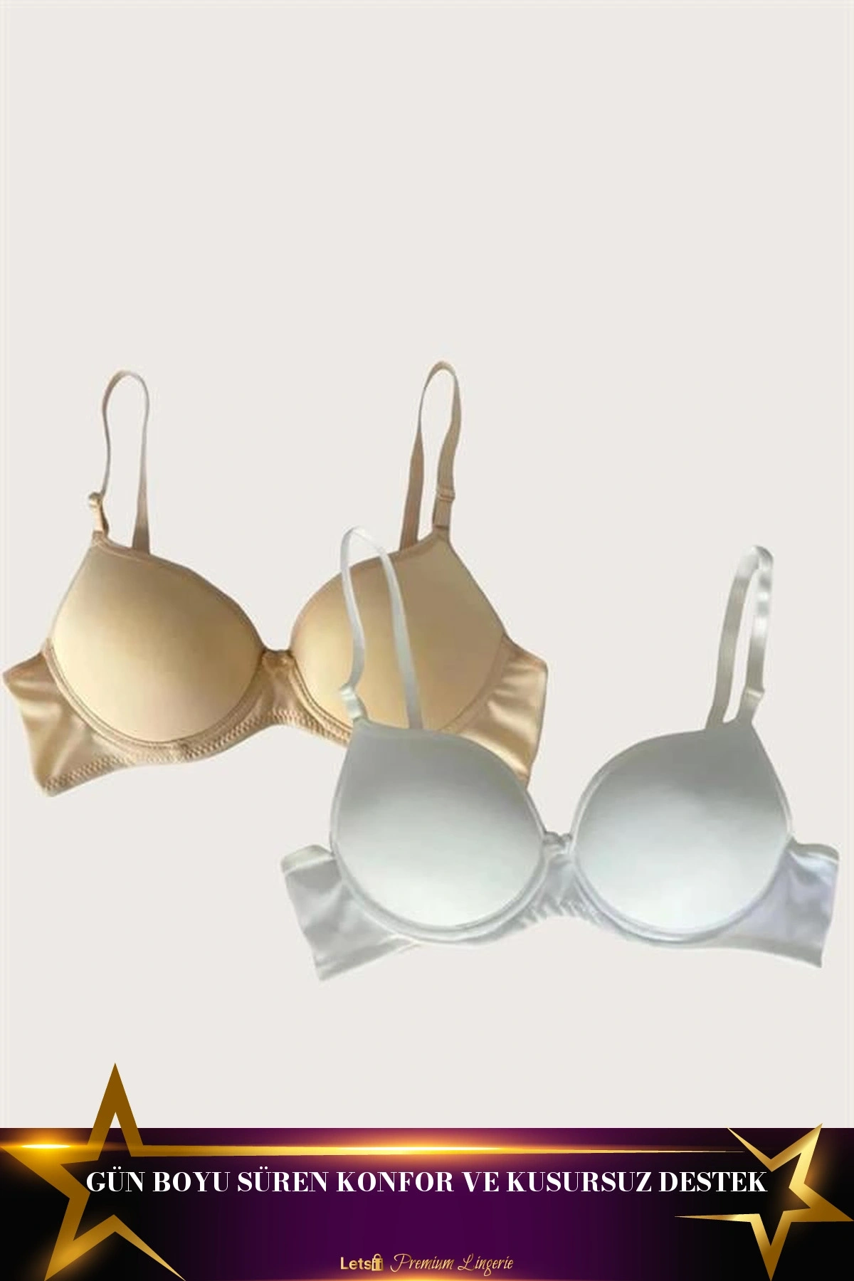 Mikro Kumaş Push-Up Dolgulu Balenli Günlük Destekli Sütyen Seti Standart Renk