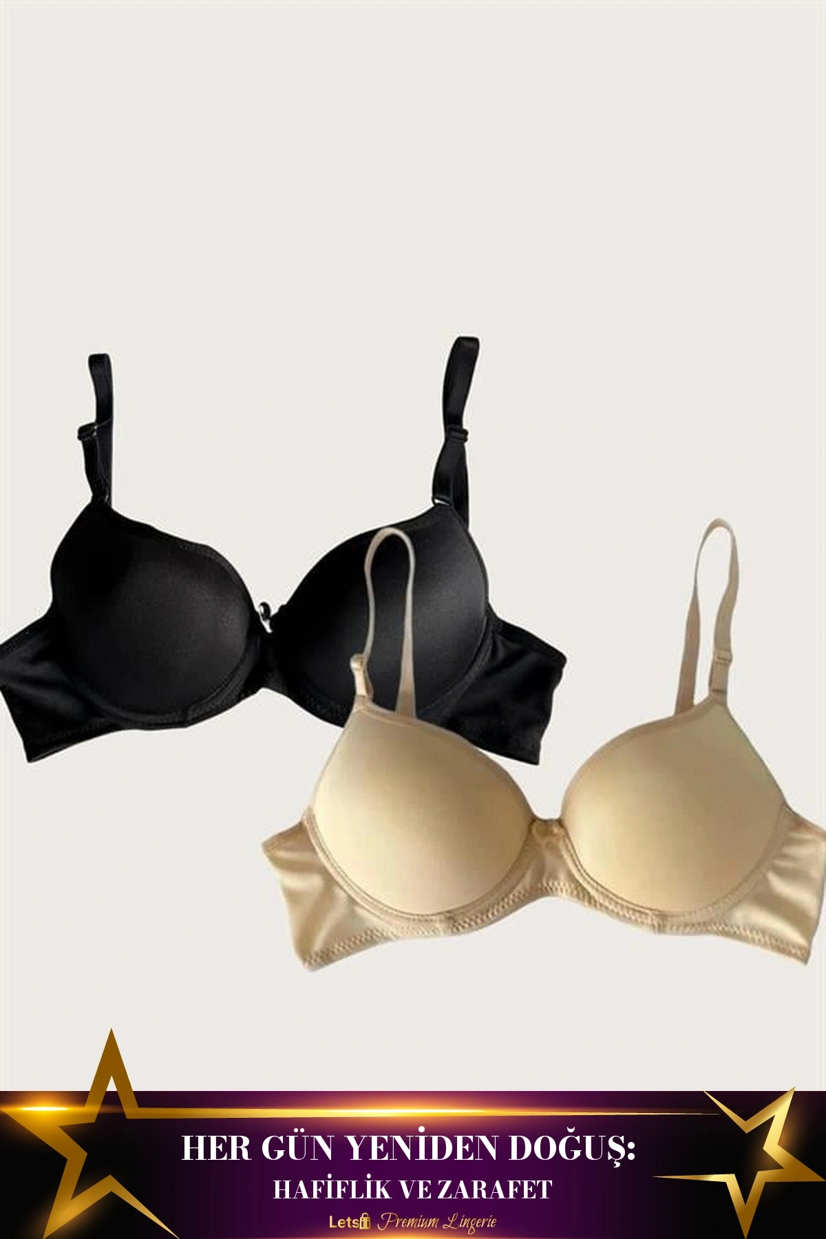 Mikro Kumaş Push-Up Dolgulu Balenli Günlük Destekli Sütyen Seti Standart Renk