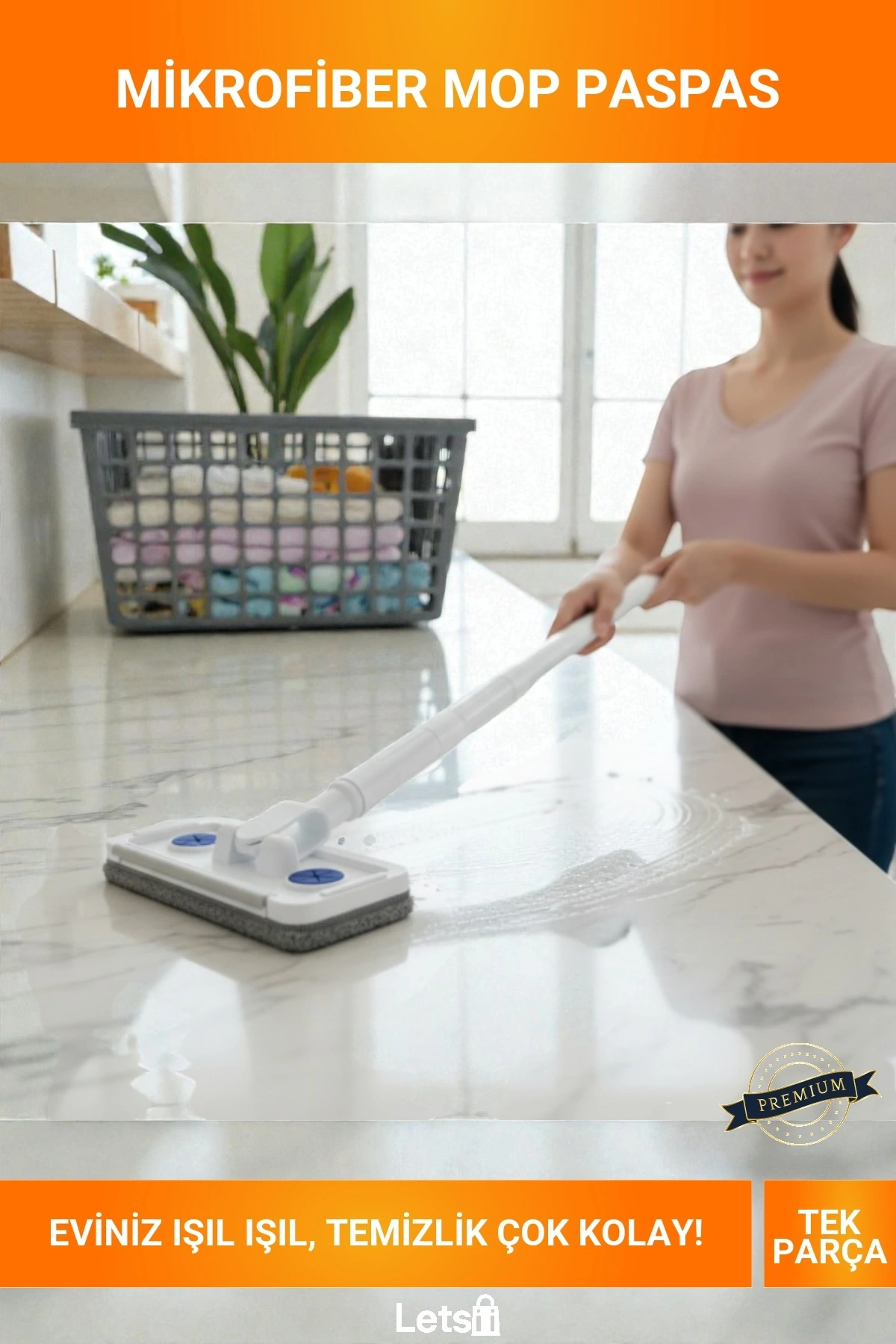 Mikrofiber Bezli Pratik Islak Kuru Deterjan Hazneli Çok Yönlü Mop Paspas
