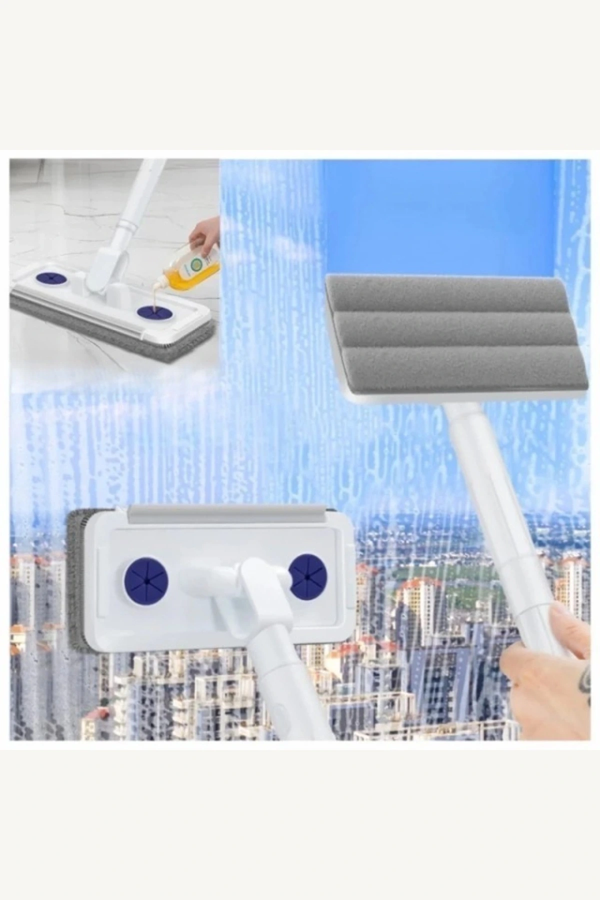 Mikrofiber Bezli Pratik Islak Kuru Deterjan Hazneli Çok Yönlü Mop Paspas