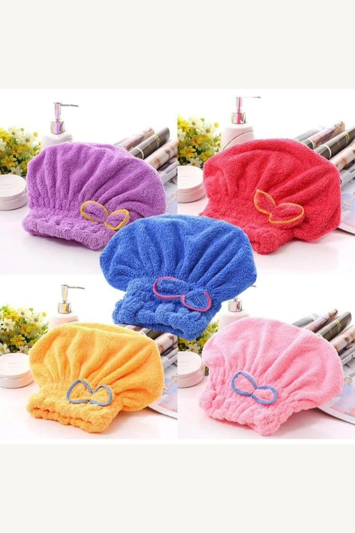 Mikrofiber Hızlı Saç Kurutma Bonesi Fiyonklu Havlu Bone