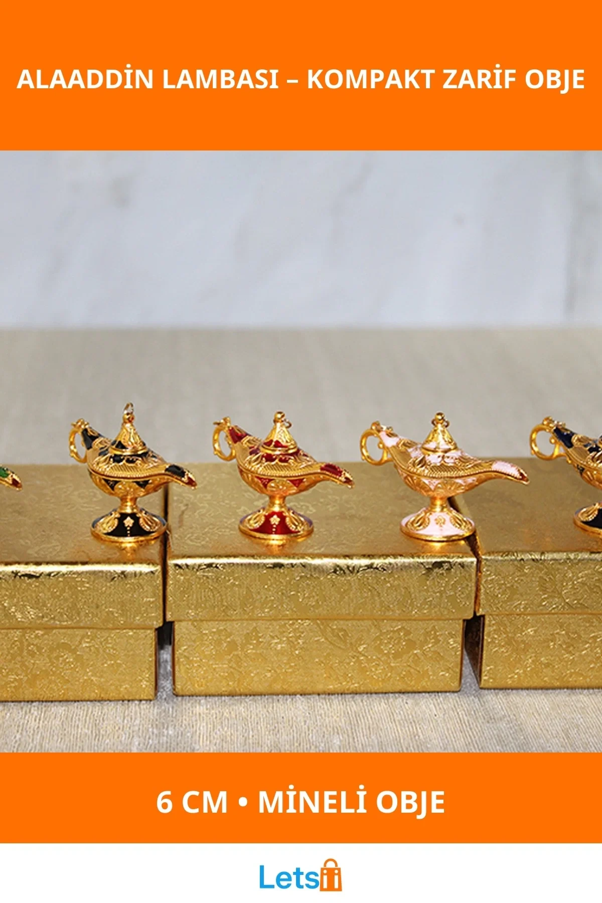 Mineli Metal Alaaddin Lambası 6 cm Dekoratif Obje