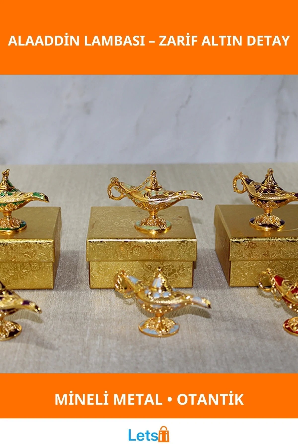 Mineli Metal Alaaddin Lambası Şık Otantik Vintage Hediyelik