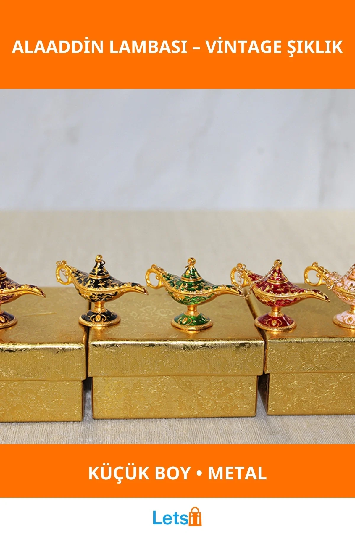 Mineli Metal Alaaddin Lambası Vintage Dekoratif Objeler